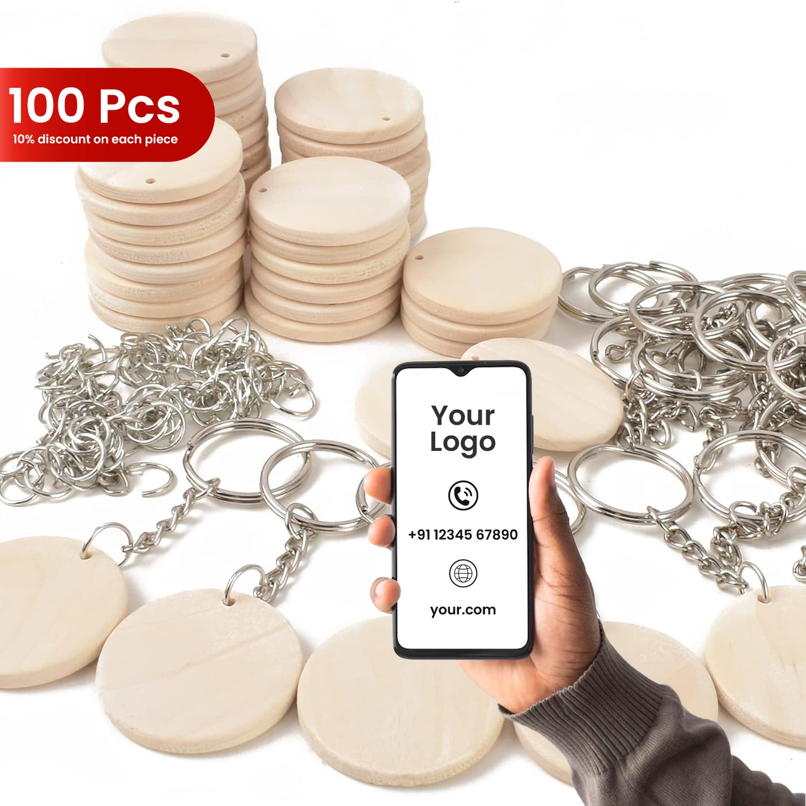 100PC OF SMART WOODEN KEYCHAIN